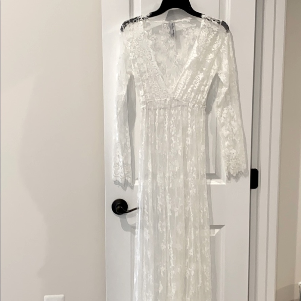 Sheer White Lace Maternity Photoshoot Dress